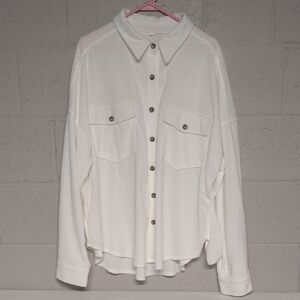 Women's White Button-Up Corduroy Shirt Shacket SIze 2XL, NWOT